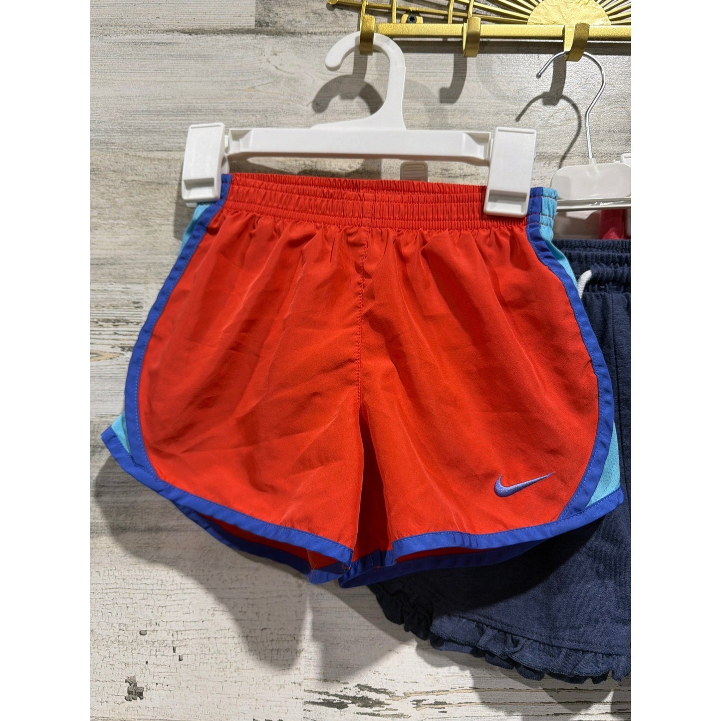 Nike Lucky Penny Gymboree Shorts Girls 6 6X Orange Blue Coral Athletic Ruffle1