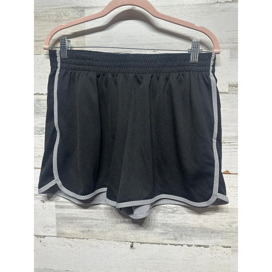 Champion Mesh Athletic Shorts Women Large Black White Piping EUC0