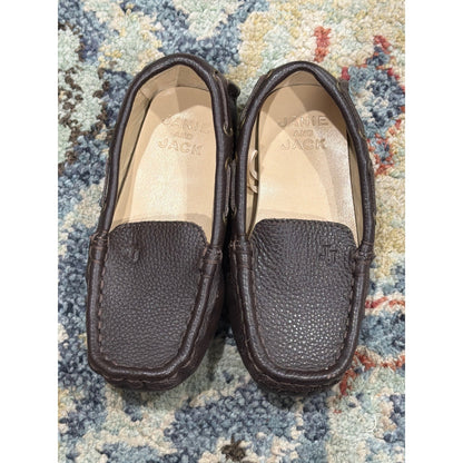 Janie and Jack Loafers Boys Size 7 Brown Pebbled Leather Driving Mocs0