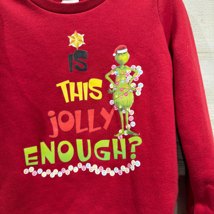 Amazon Essentials The Grinch Sweatshirt Kids S 6-7 Red Cotton Blend Holiday EUC1