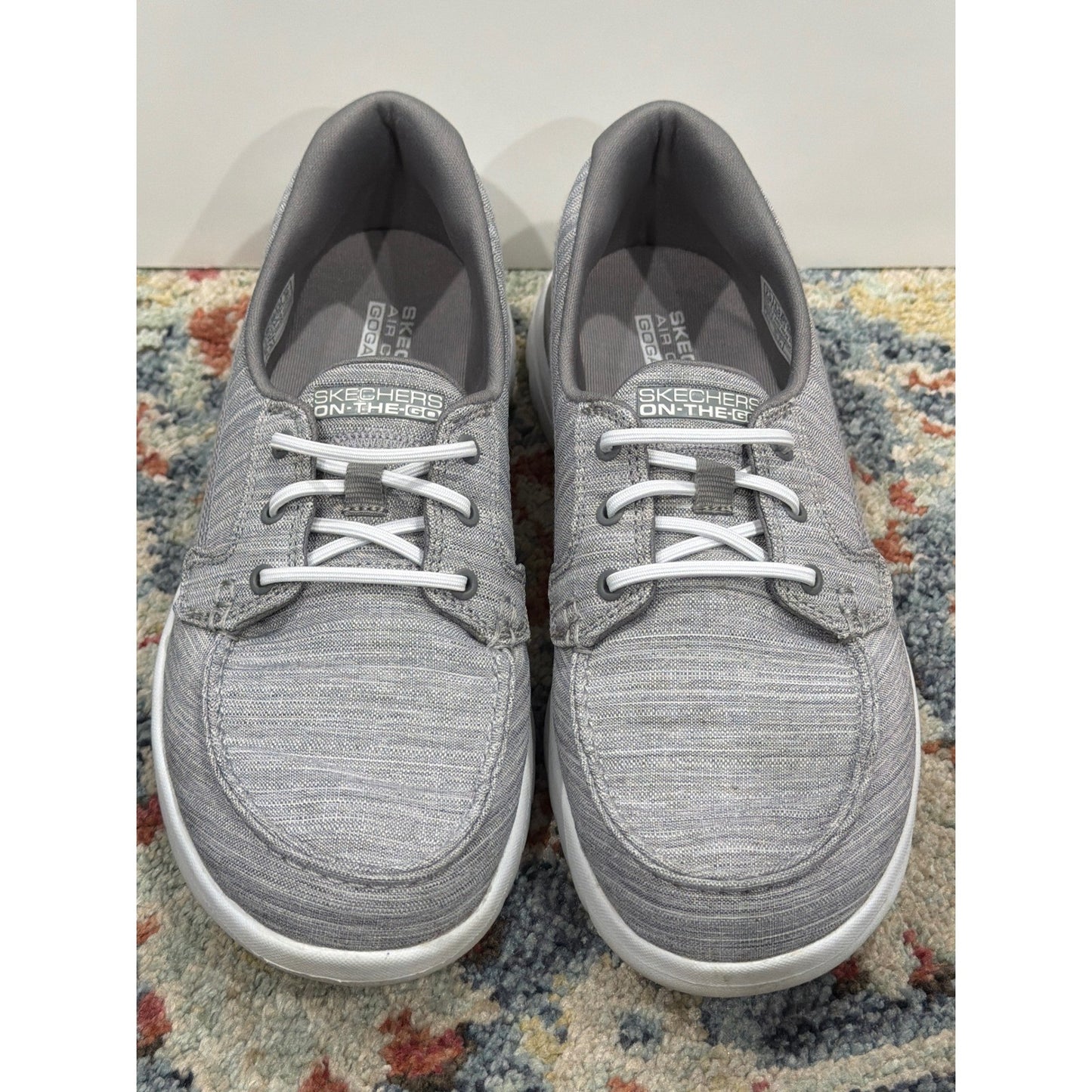 Skechers On-The-GO Flex Women 7.5 Grey Boat Shoes Casual Comfort EUC1