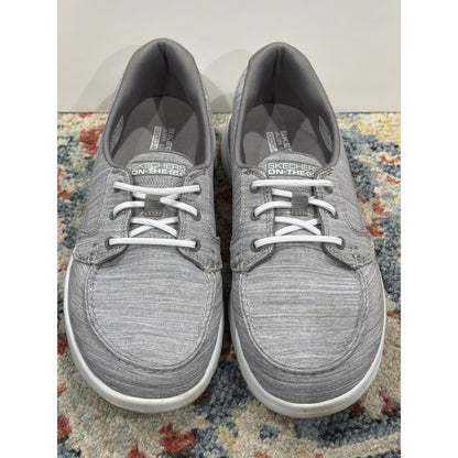 Skechers On-The-GO Flex Women 7.5 Grey Boat Shoes Casual Comfort EUC1