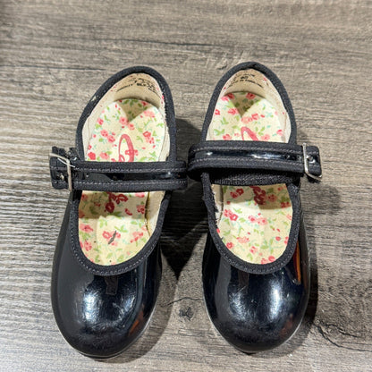 Capezio Tap Shoes Girls 7.5 Toddler Black Patent Mary Jane Tele Tone Dance GUC8