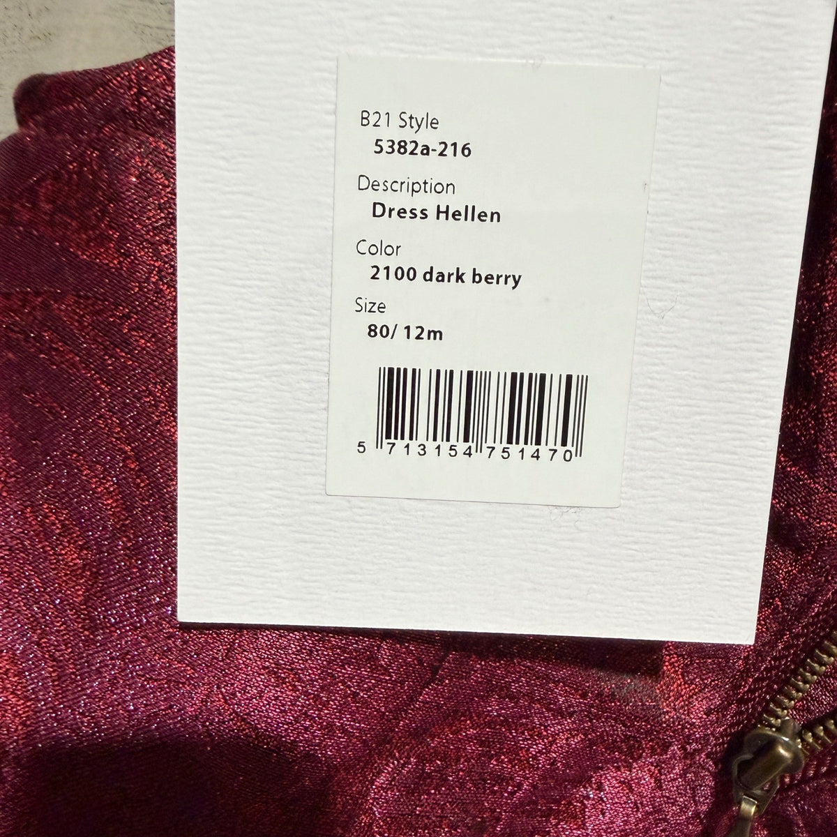 Wheat Dress Hellen Girls 12M Dark Berry Metallic Shimmer Holiday Party NWT5