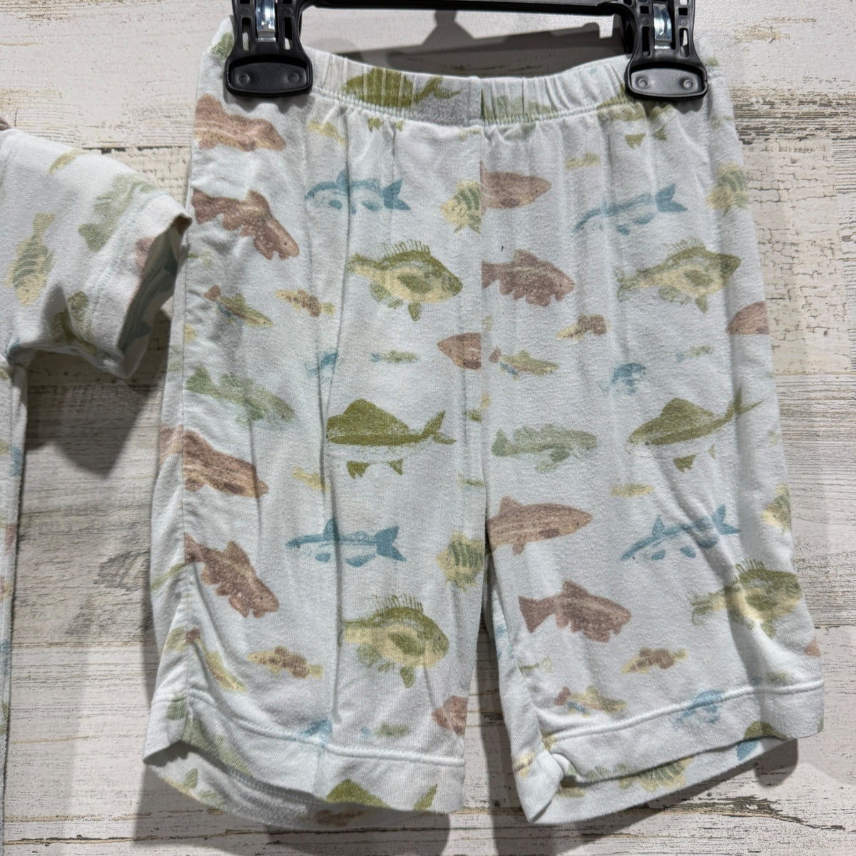 Angel Dear Fish Bamboo Pajama Set Boys 5 Blue Viscose Spandex Flawed*2