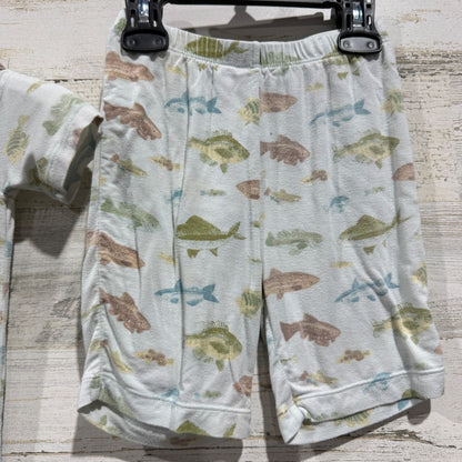 Angel Dear Fish Bamboo Pajama Set Boys 5 Blue Viscose Spandex Flawed*2