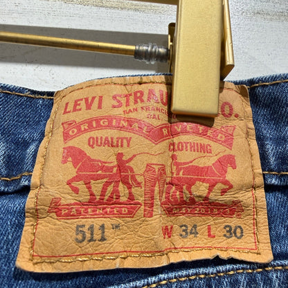 Levi 511 Slim Jeans Mens 34x30 Blue Denim Stretch Casual Americana EUC4