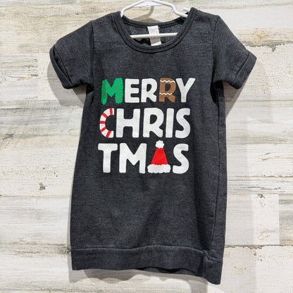 Air Waves Christmas Tunic Girls 5T Gray Merry Graphic Holiday Festive EUC0