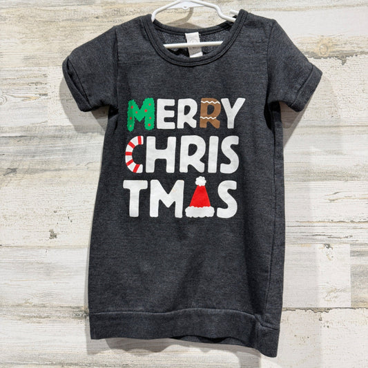 Air Waves Christmas Tunic Girls 5T Gray Merry Graphic Holiday Festive EUC0