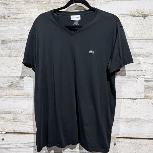 Lacoste Regular Fit V-Neck T-Shirt Mens XL Black Pima Cotton Classic Preppy EUC0