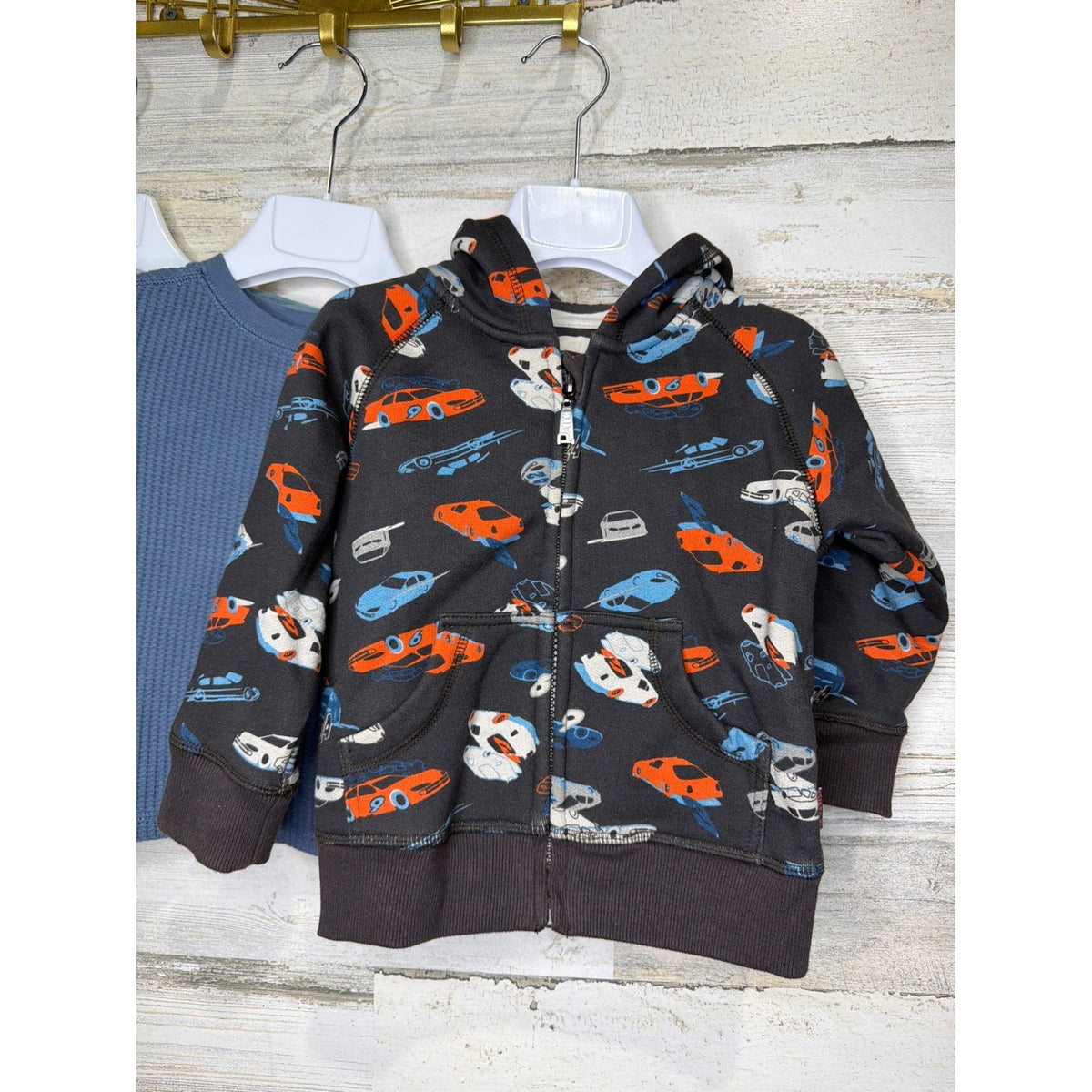Carter's Easy-Peasy Pumpkin Patch Boy 12M Blue Car Bundle Thermal EUC1