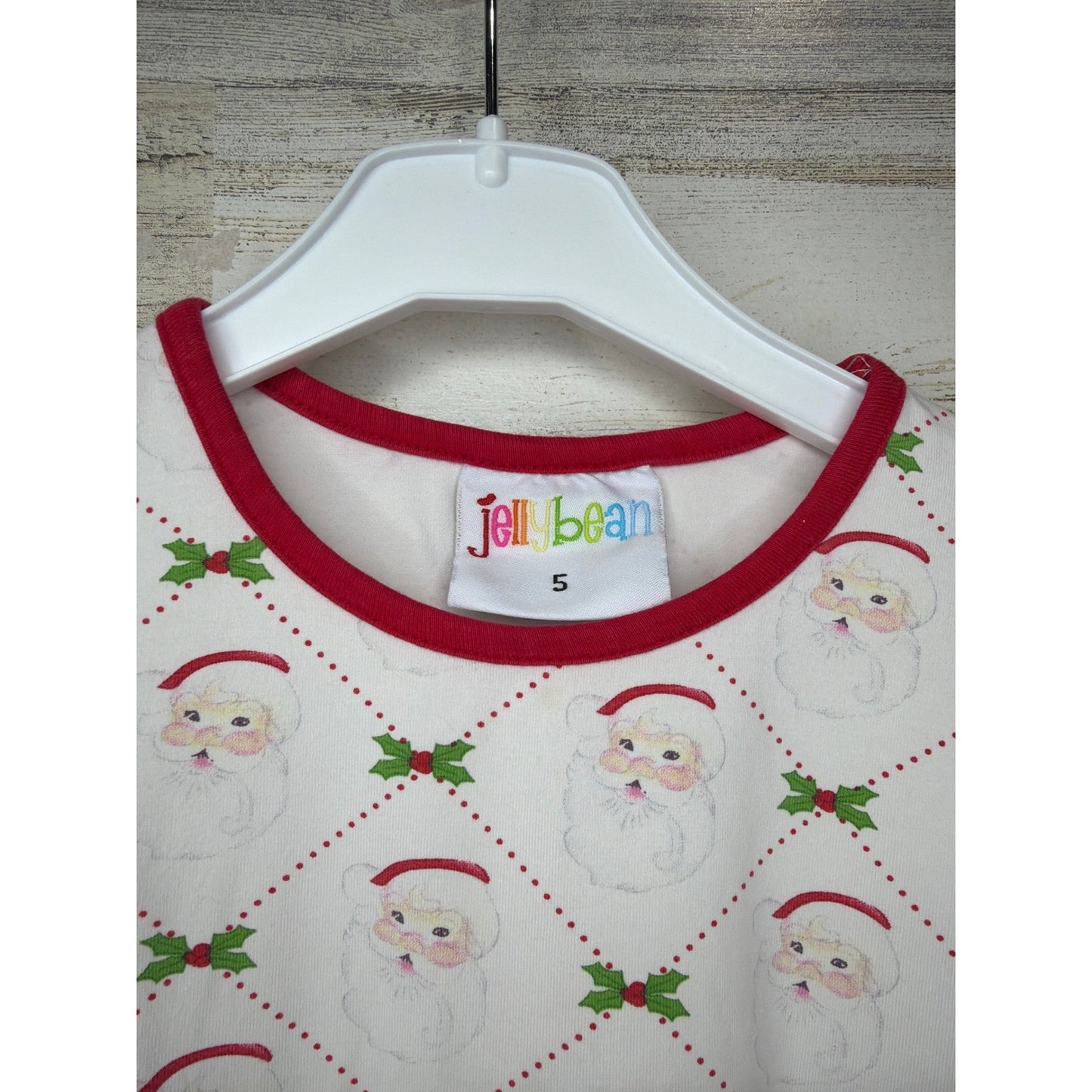 Jellybean Nightgown Girls Size 5 White Santa Claus Ruffle Holiday Christmas1