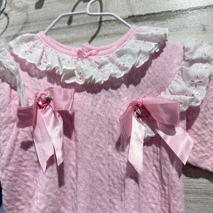 Vintage Romper Bundle Girls 6-9 Months Pink Blue Peach Lace Ruffle Retro GUC7