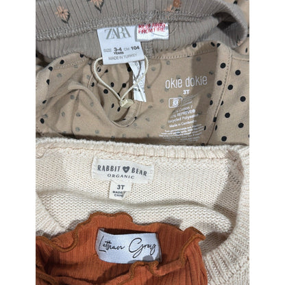 Zara Rabbit & Bear Girls 3T Bundle Grey Orange Cream Floral Boho EUC7