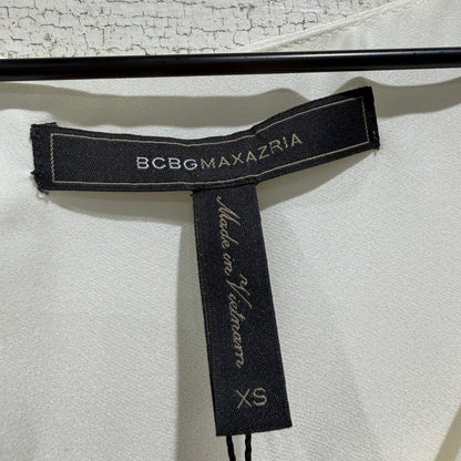 BCBGMAXAZRIA Gardenia Mini Dress Women XS White Satin Long Sleeve Flawed*14