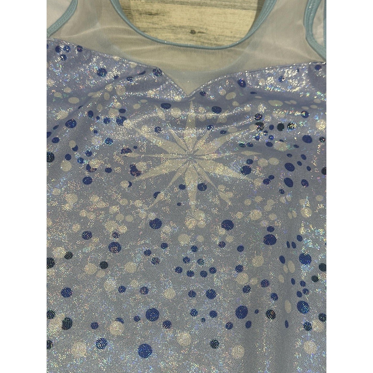 Leotard Girls 8/10 Blue Snowflake Glitter Shimmer EUC1