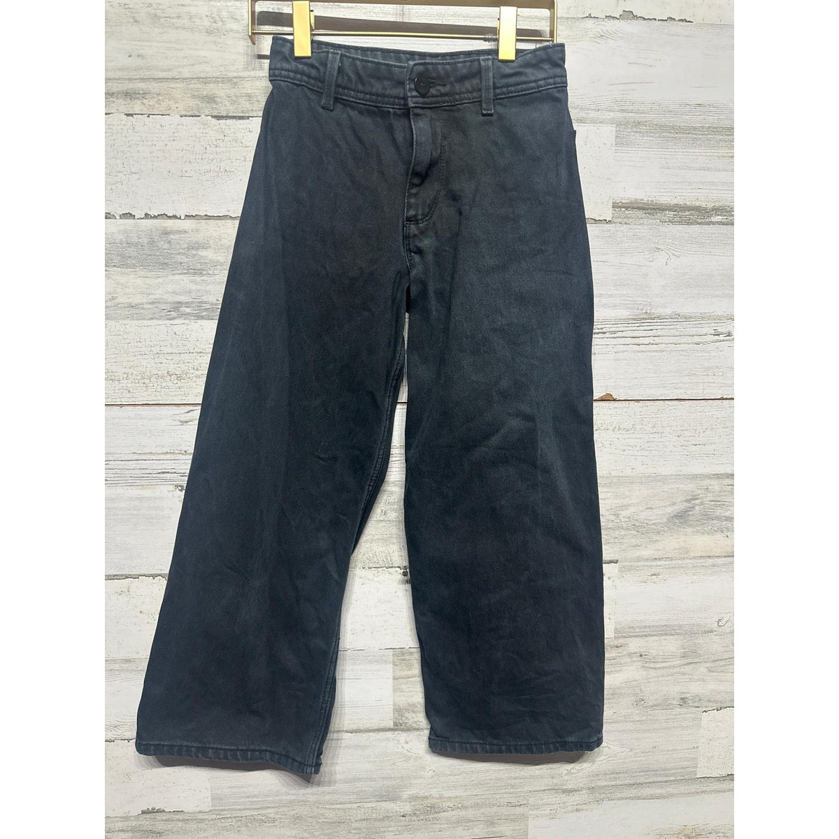 Guess Wide Leg Jeans Girls Size 8 Black High Waisted Relaxed Denim EUC0
