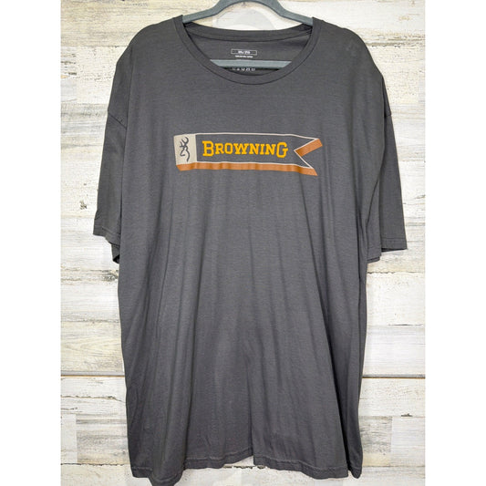 Browning Graphic T-Shirt Men 2XL Gray Pennant Logo Outdoor Gorpcore EUC0