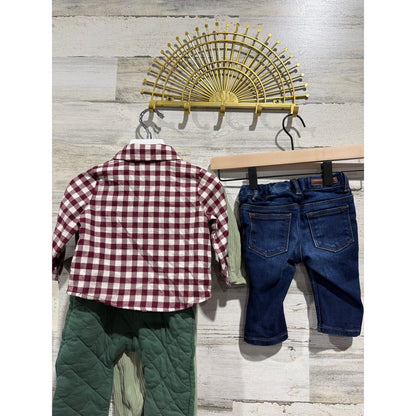 H&M Cat & Jack Tommy Bahama Boys 3-6M Green Red Bundle Gingham Quilted7