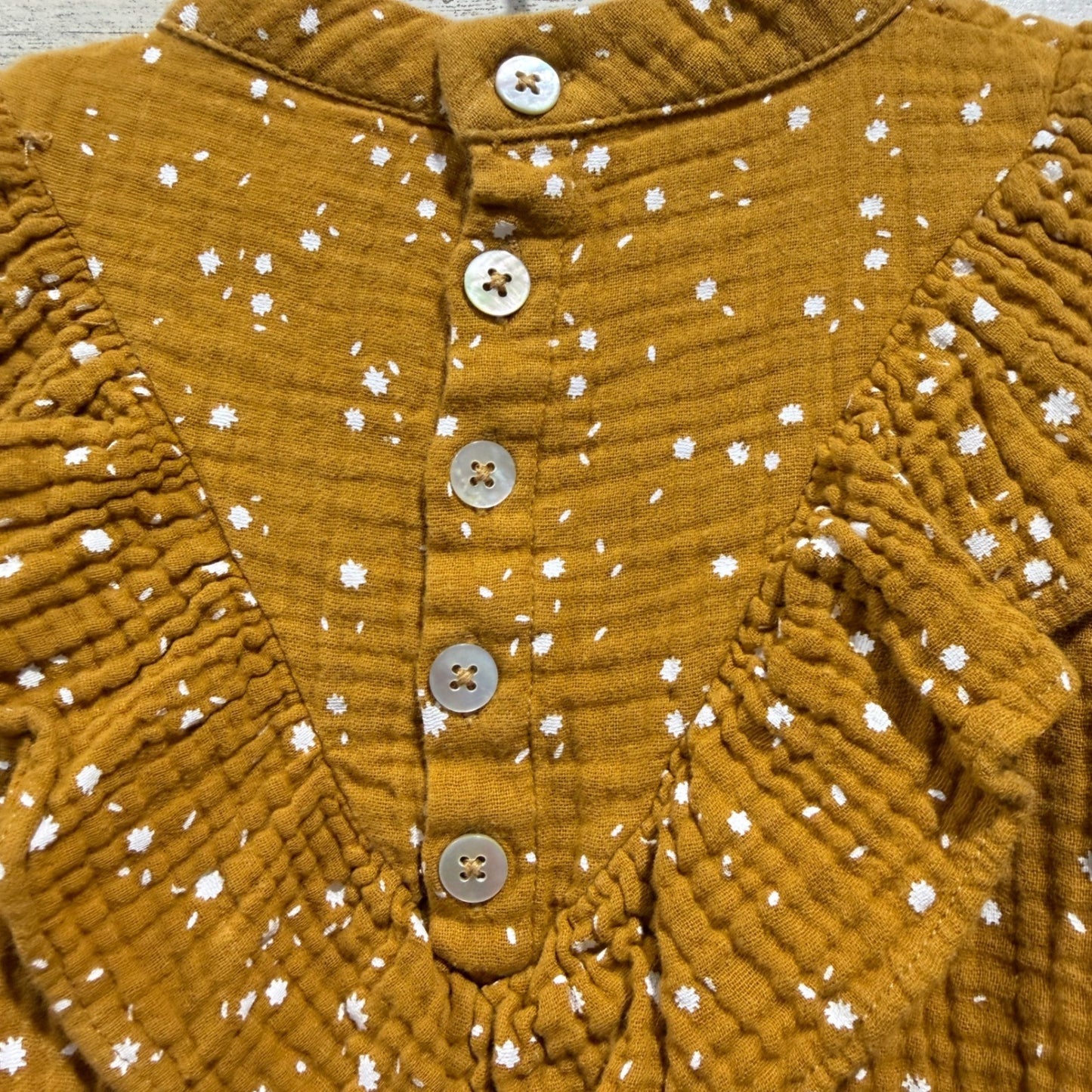 Rylee + Cru Dress Girls 2-3Y Mustard Star Gauze Ruffle Boho EUC4