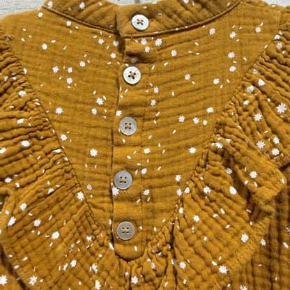 Rylee + Cru Dress Girls 2-3Y Mustard Star Gauze Ruffle Boho EUC4