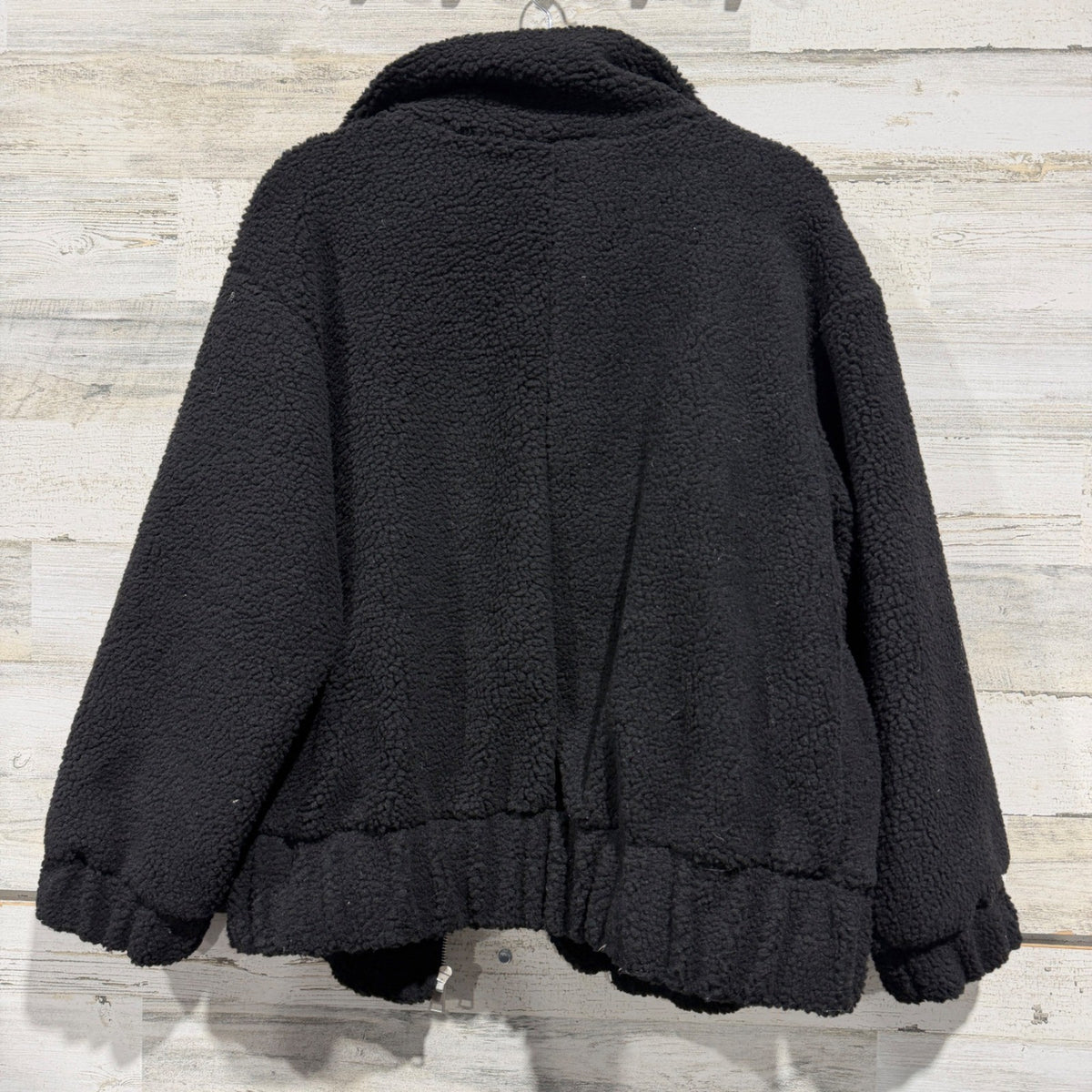 Hyfve Sherpa Jacket Women Large Black Polyester Teddy Fleece Casual EUC5