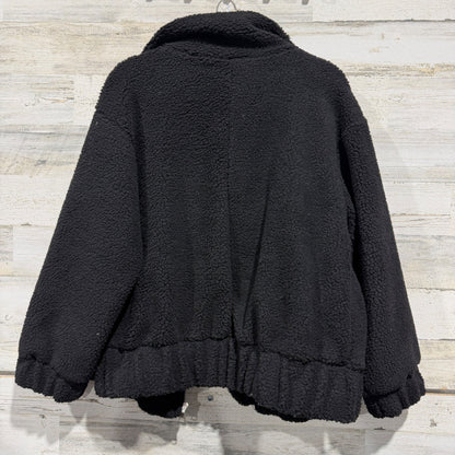 Hyfve Sherpa Jacket Women Large Black Polyester Teddy Fleece Casual EUC5