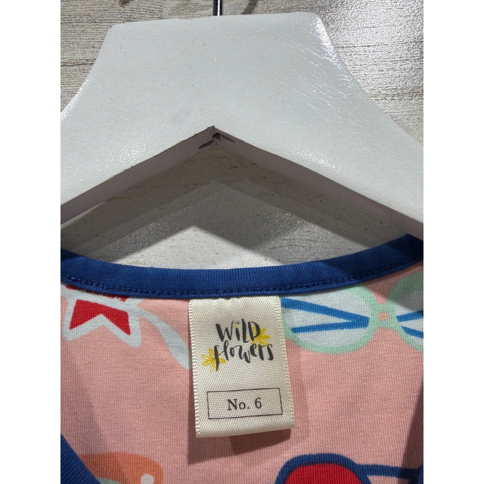Wildflowers Sunglasses Tunic Dress Girls Size 6 Pink Flutter Sleeve Retro EUC1