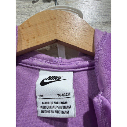 Nike Velour Tracksuit Girls 12M Purple Hooded Jogger Set Sporty EUC2