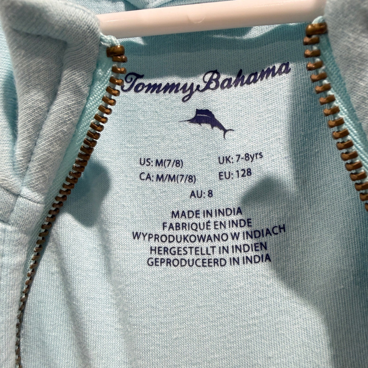 Tommy Bahama Pullover Boys M 7/8 Blue Half Zip Coastal Preppy *Flawed2