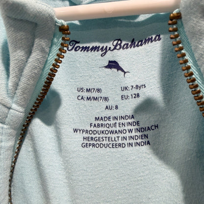 Tommy Bahama Pullover Boys M 7/8 Blue Half Zip Coastal Preppy *Flawed2