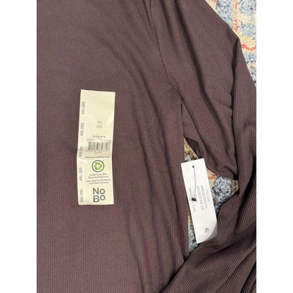 Long Sleeve Shirt Women XXL Brown Ribbed Crewneck Basics NWT2