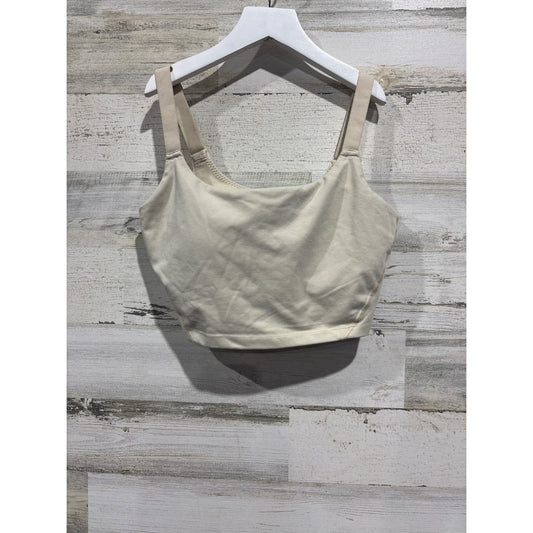 Aerie Sports Bra Women Small Beige Scoop Neck Athleisure Minimalist EUC0