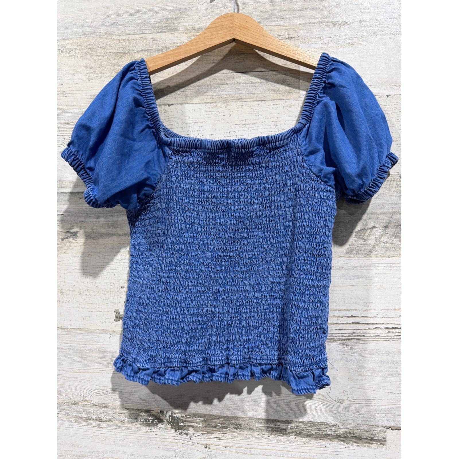 Abercrombie Zara Shirt Bundle Girls 10-12 Blue Striped Smocked Coastal EUC4