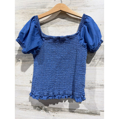 Abercrombie Zara Shirt Bundle Girls 10-12 Blue Striped Smocked Coastal EUC4