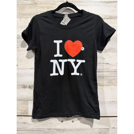 I Love NY Graphic Tee Juniors Women XL Black Heart Souvenir T-Shirt NWT0