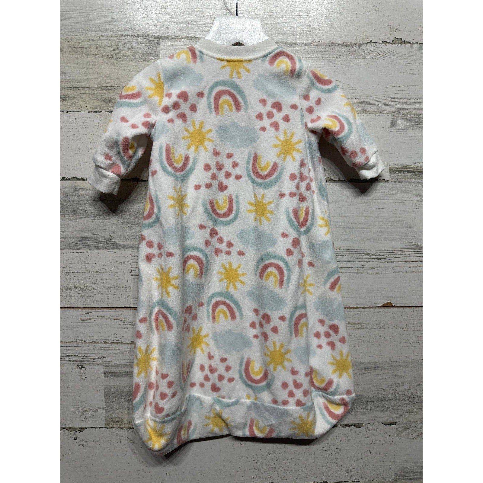 Carter's Sleep Sack Girls 0-3M White Rainbow Sun Fleece Wearable Blanket EUC2