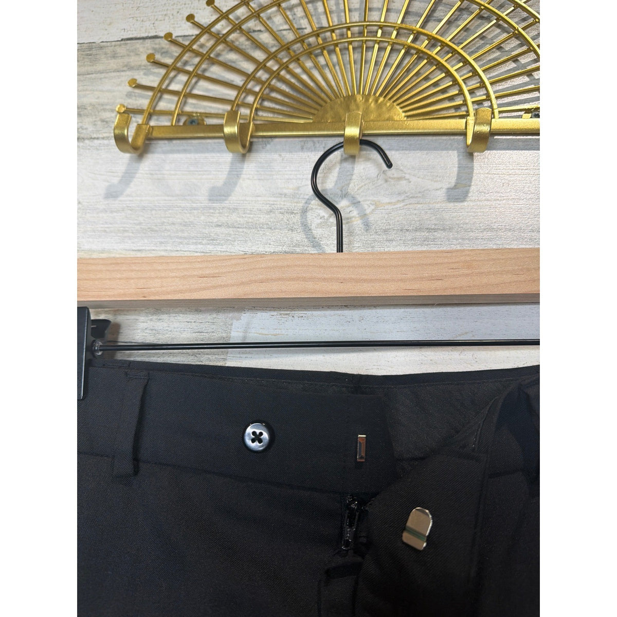 Stafford Travel Dress Pants Mens 36x30 Black Classic Fit Wrinkle Free EUC3