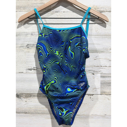 Speedo Swimsuit Women 26 Psychedelic Endurance+ Training One Piece EUC0