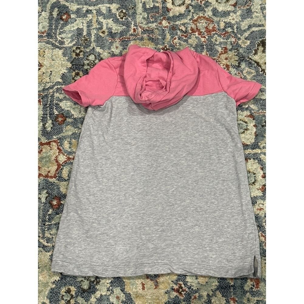 Lacoste Hoodie Dress Girls 10 Pink Grey Colorblock Short Sleeve EUC3