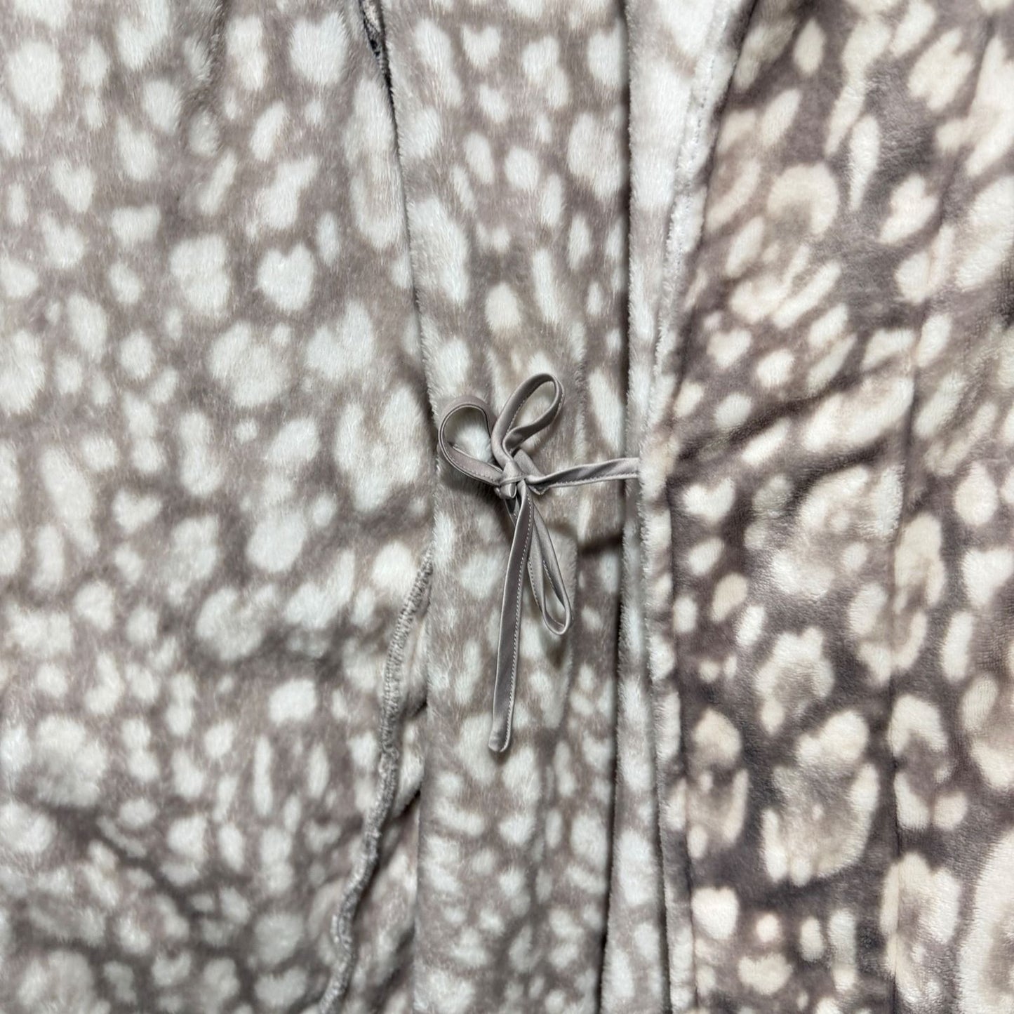 Soma Plush Robe Women XXL Tan Snow Leopard Animal Print Loungewear EUC3