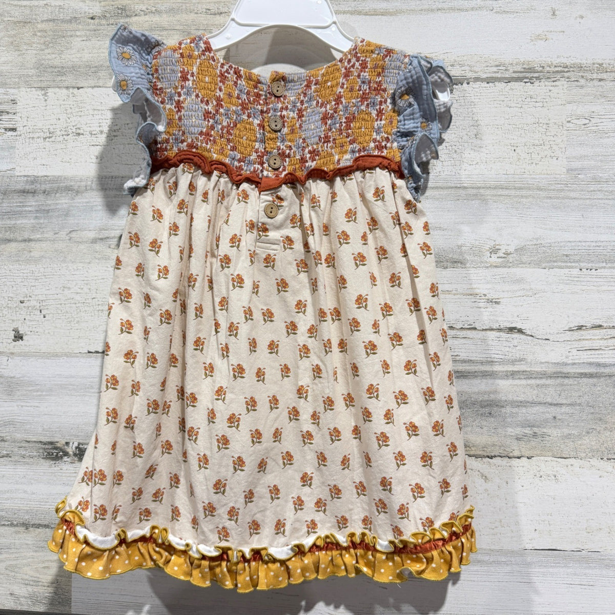Matilda Jane Girls 10Y Multicolor Floral Smocked Ruffle Top Boho EUC4