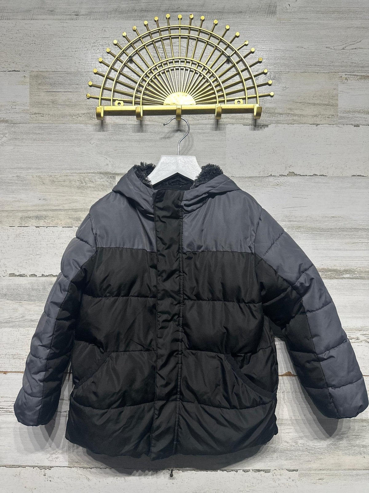 Black Fleece Lined Jacket Wonder Nation Kids XS 4-5 EUC0