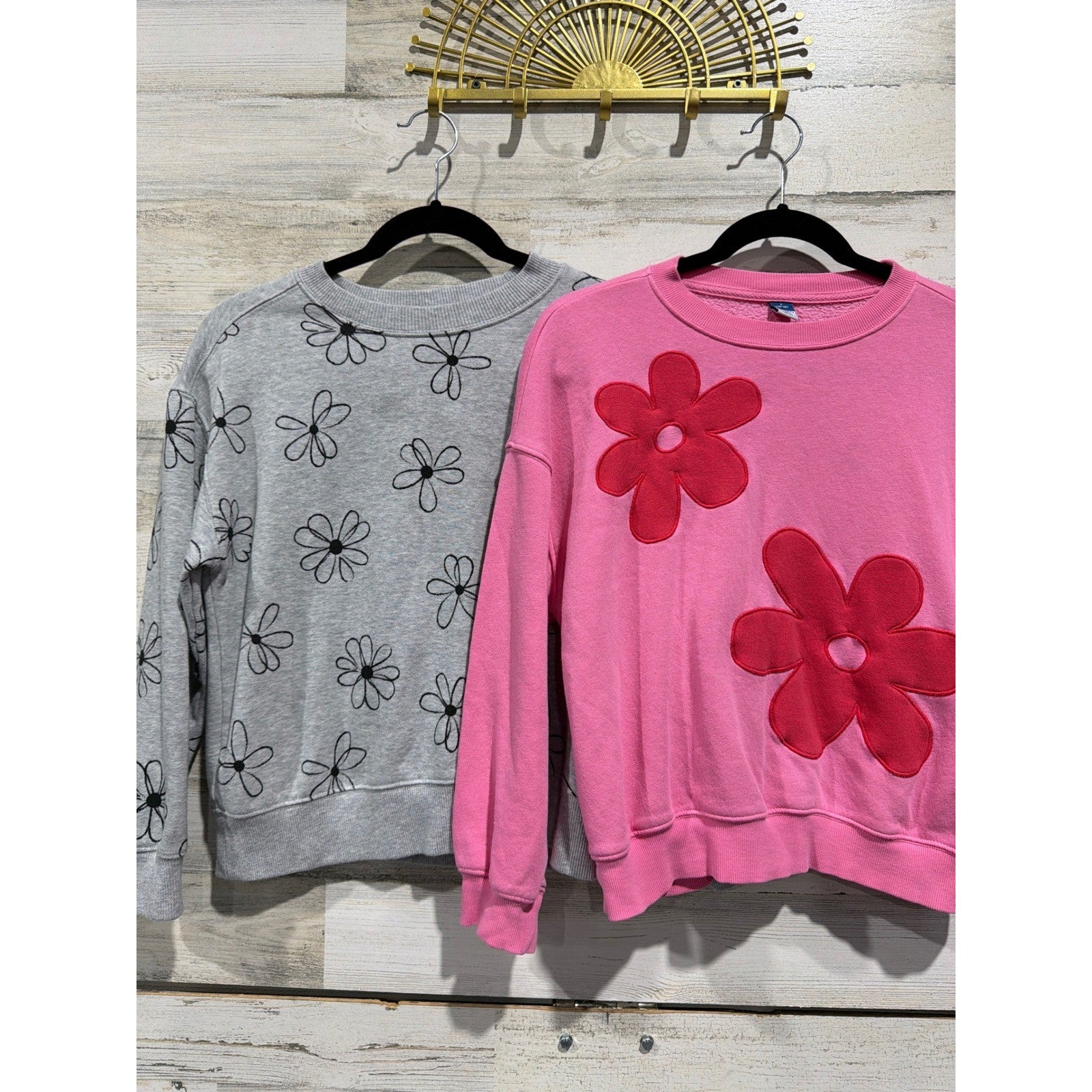 Old Navy Wonder Nation Sweatshirt Bundle Girls 10/12 Pink Gray Floral Core EUC0
