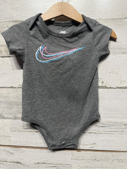 Nike Bodysuit Girls 9m Grey Multi-Color Swoosh Graphic *Flawed*0