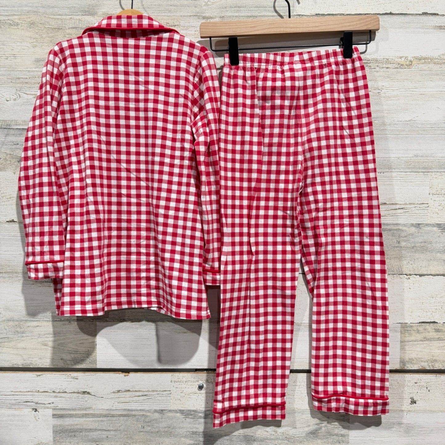 Classic Whimsy Pajama Set Kids Size 8 Red Gingham Check Cotton Sleepwear EUC3