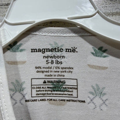 Magnetic Me Footie Sleeper Newborn Neutral Succulent Plant Print Boho EUC2