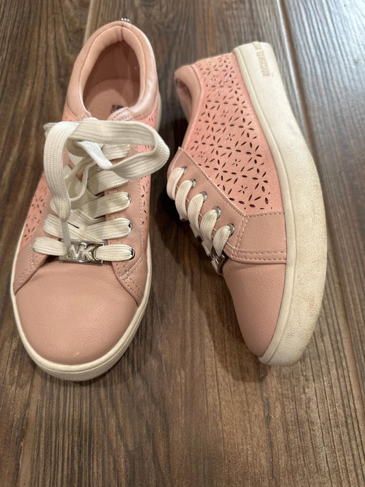 Michael Kors Sneakers Girls Size 3 Pink Laser Cut Floral Glitter GUC0