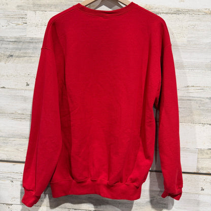 Jerzees Sweatshirt Women Large Red Merry Christmas Graphic Holiday GUC*4