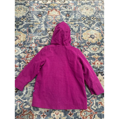 Kickee Pants Raincoat Girls 4T Magenta Pink Hooded Bamboo Lined Jacket *Flawed4